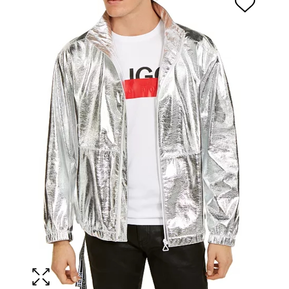 Hugo Boss Silver Windbreaker with Reflective Finish